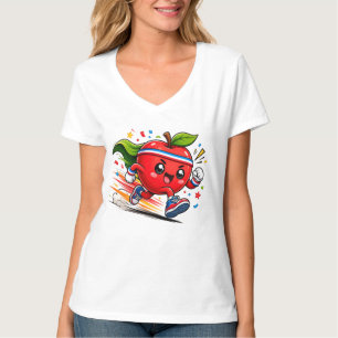Camiseta Manzana Roja Super Corriendo Mascota de Fitness de