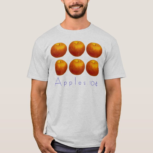 Camiseta manzanas NOTA, A p p l e s 10¢ (Anverso)