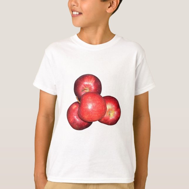 Camiseta Manzanas rojas dulces y cristales - Impresión de f (Anverso)