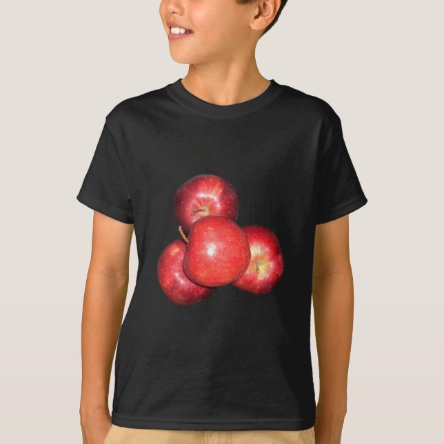 Camiseta Manzanas rojas dulces y cristales - Impresión de f (Anverso)