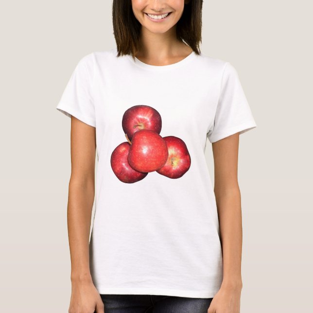 Camiseta Manzanas rojas dulces y cristales - Impresión de f (Anverso)
