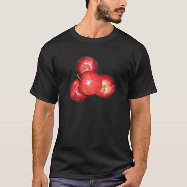 Camiseta Manzanas rojas dulces y cristales - Impresión de f (Anverso)