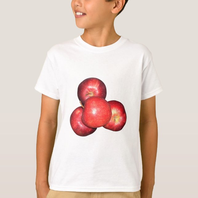 Camiseta Manzanas rojas dulces y cristales - Impresión de f (Anverso)