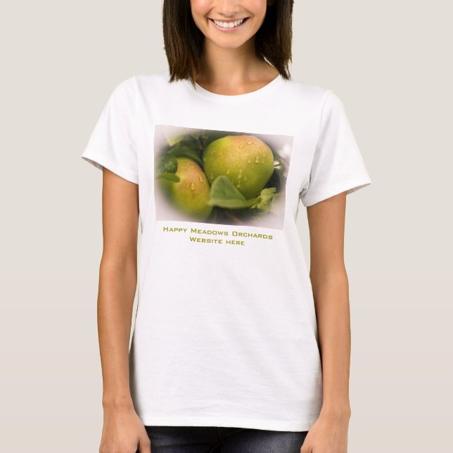 Camiseta Manzanas verdes frescas con un negocio fronterizo  (Anverso)