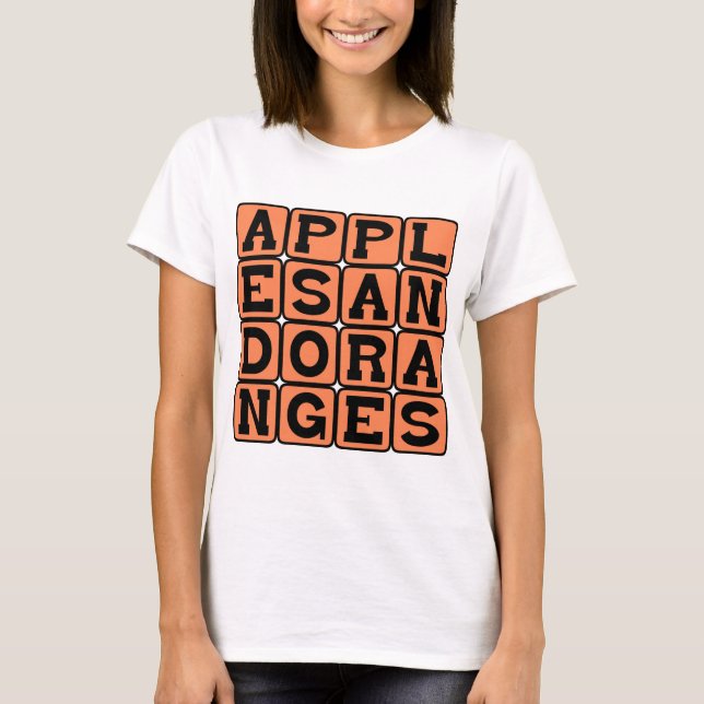 Camiseta Manzanas y Naranjas, Comparación (Anverso)