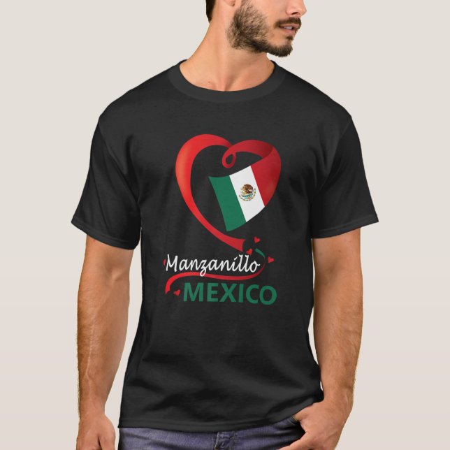 Camiseta Manzanillo Colima Bandera del Corazón de México Me (Anverso)