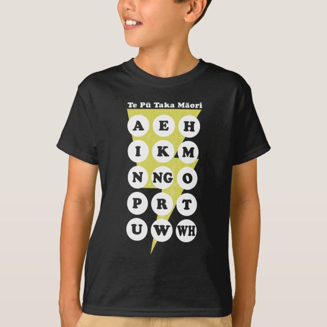 Camiseta Maorí Alphabet Learning Te Reo (Anverso)