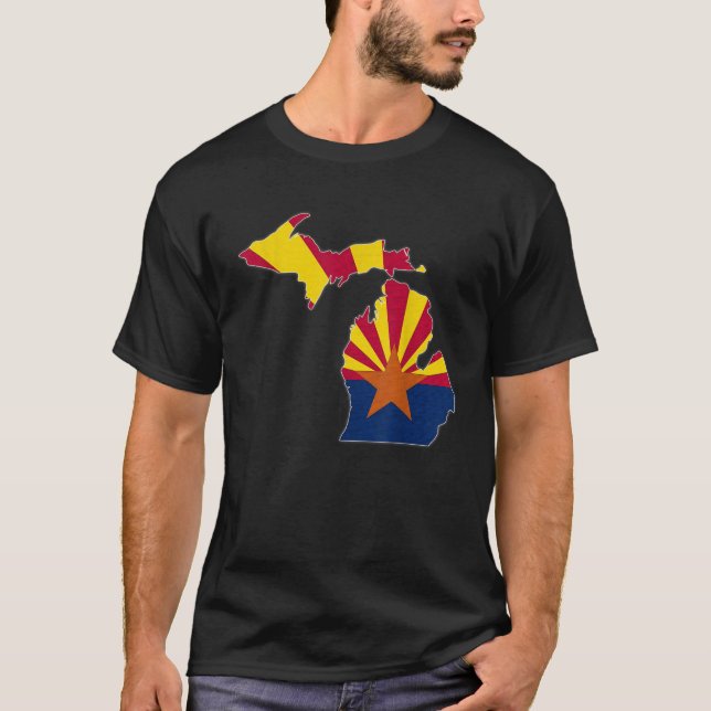 Camiseta MAP ESTATAL MICHIGAN ARIZONA AZ Bandera Raíces Hom (Anverso)
