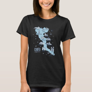 Camiseta Map Of Corfu Greece Island