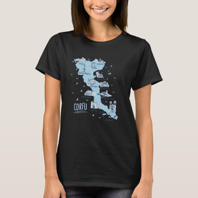 Camiseta Map Of Corfu Greece Island (Anverso)