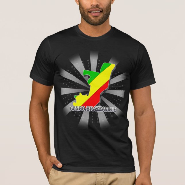 Camiseta Mapa 2,0 de la bandera de Congo Brazzaville (Anverso)