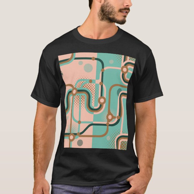 Camiseta Mapa abstracto del metro, patrones duales. (Anverso)