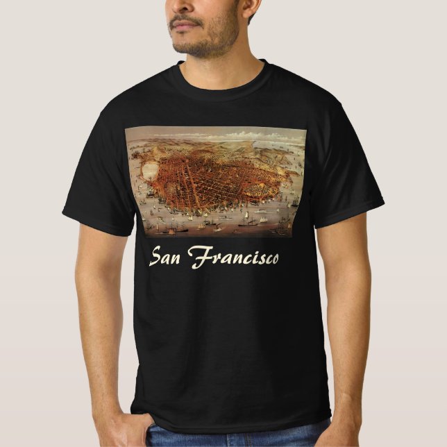 Camiseta Mapa aéreo antiguo, ciudad de San Francisco, Calif (Anverso)