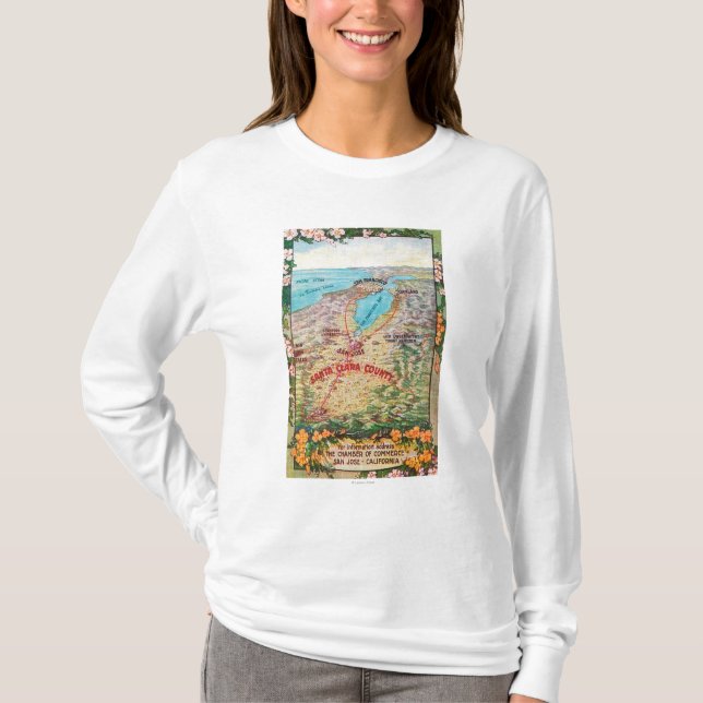 Camiseta Mapa aéreo del condado de Santa Clara (Anverso)