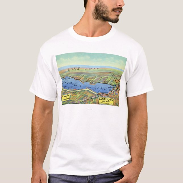 Camiseta Mapa aéreo del lago y de ciudades circundantes (Anverso)