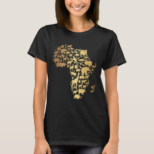 Camiseta Mapa africano de animales de oro