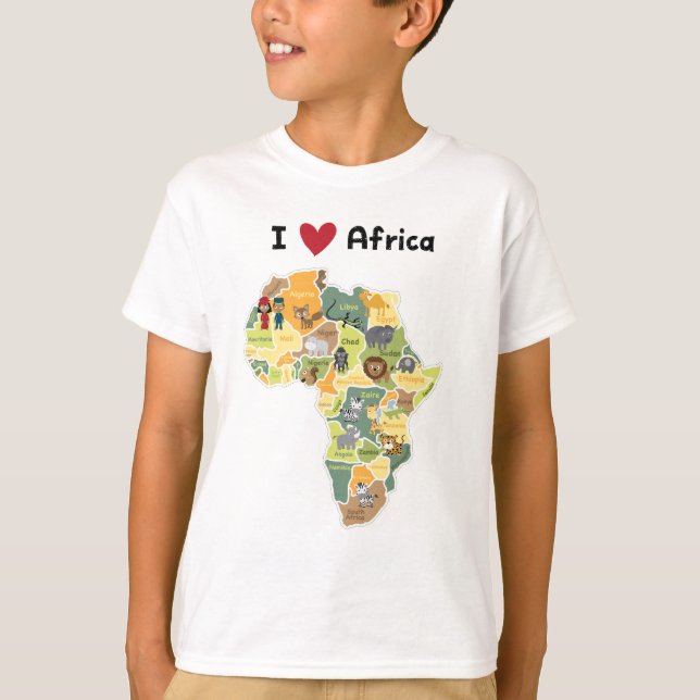 Camiseta Mapa africano del safari - corazón África de I - (Anverso)