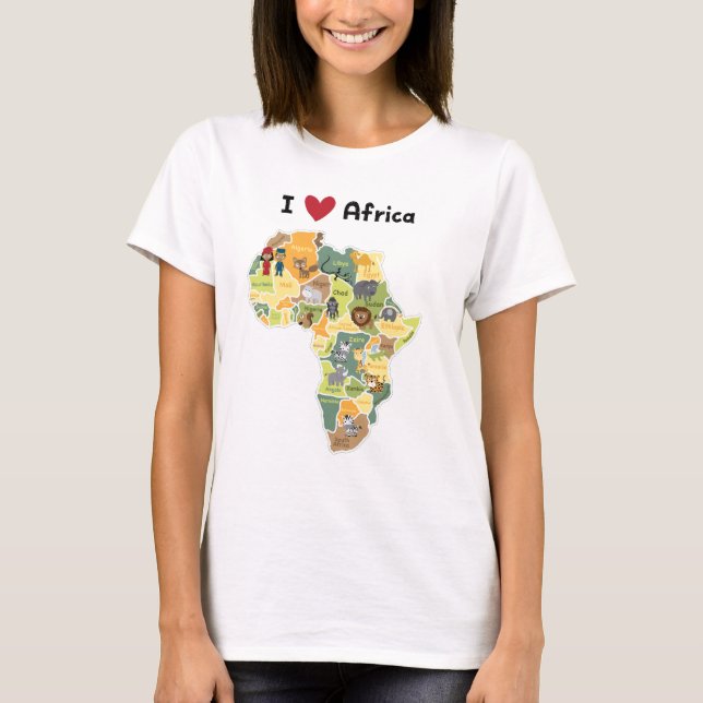 Camiseta Mapa africano del safari - corazón África de I - (Anverso)