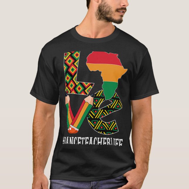 Camiseta Mapa afroamericano de amor de profesor de danza (Anverso)