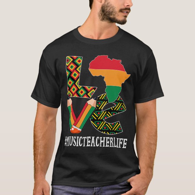 Camiseta Mapa afroamericano de amor para profesor de música (Anverso)