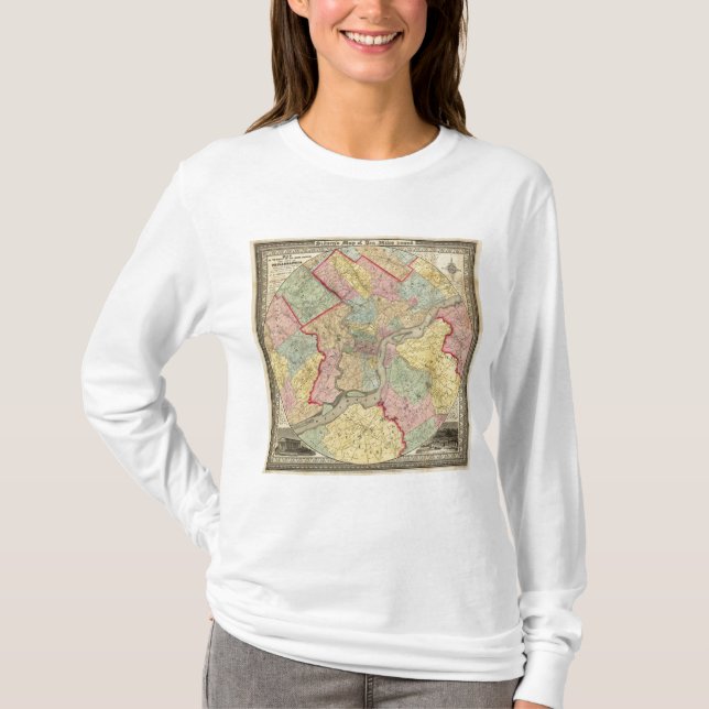 Camiseta Mapa alrededor de la ciudad de Philadelphia (Anverso)