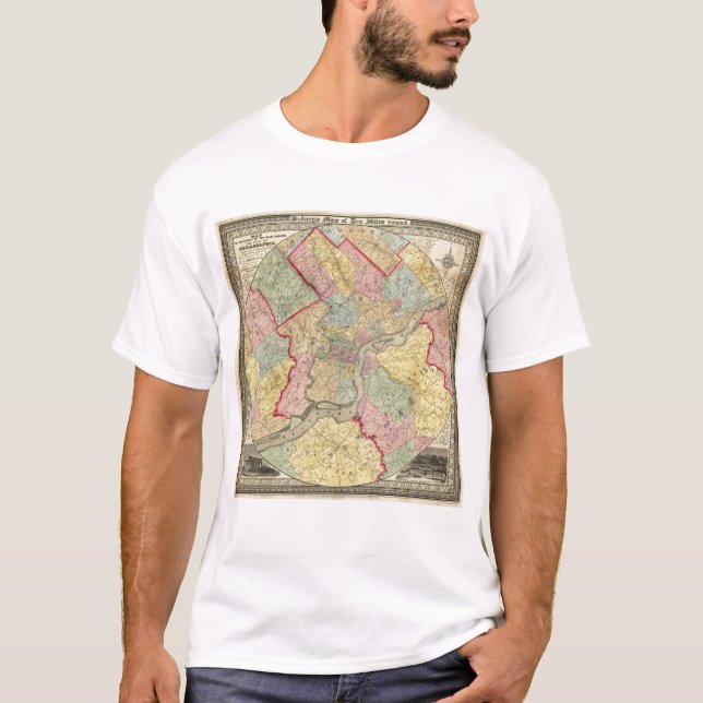 Camiseta Mapa alrededor de la ciudad de Philadelphia (Anverso)