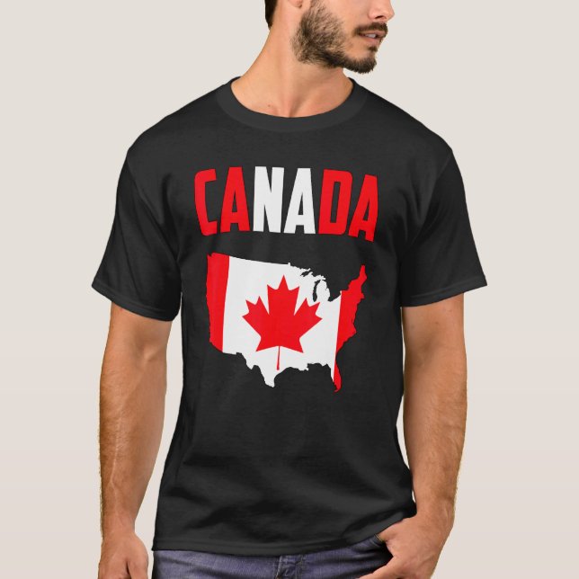 Camiseta Mapa americano de Canadá Bandera Maple Leaf Graph (Anverso)