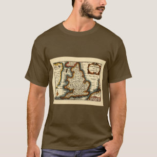 Camiseta Mapa Anticuario del Condado de Lancashire Inglater