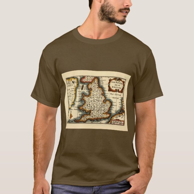 Camiseta Mapa Anticuario del Condado de Lancashire Inglater (Anverso)