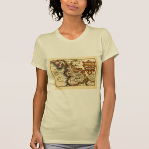 Camiseta Mapa Anticuario del Condado de Lancashire Inglater