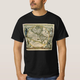 Camiseta Mapa antiguo, 1596, América Sive Novus Orbis