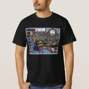 Camiseta Mapa Antiguo Aéreo de la Ciudad de Los Ángeles, Ca