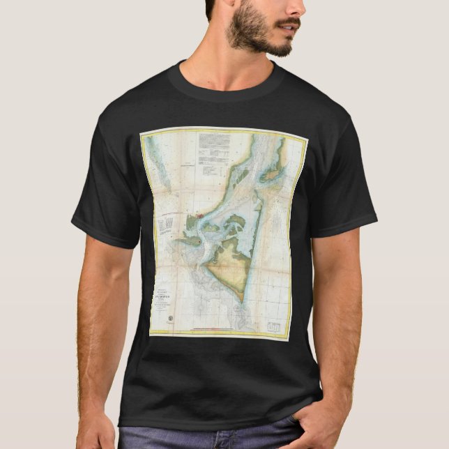 Camiseta Mapa Antiguo de Cape Fear (1857) (Anverso)
