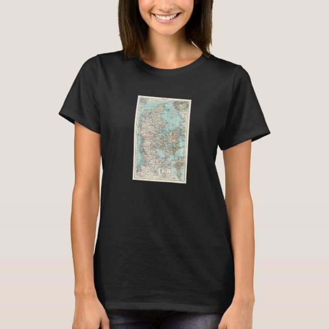 Camiseta Mapa Antiguo de Dinamarca 1900 (Anverso)