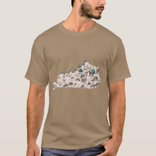 Camiseta Mapa Antiguo de Kentucky Sobredimensionado