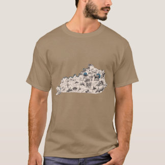 Camiseta Mapa Antiguo de Kentucky Sobredimensionado