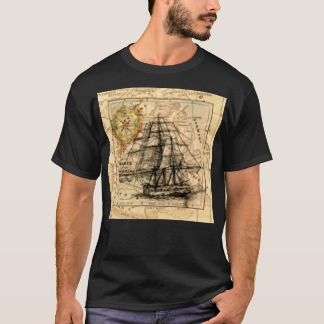 Camiseta Mapa antiguo de la nave (Anverso)