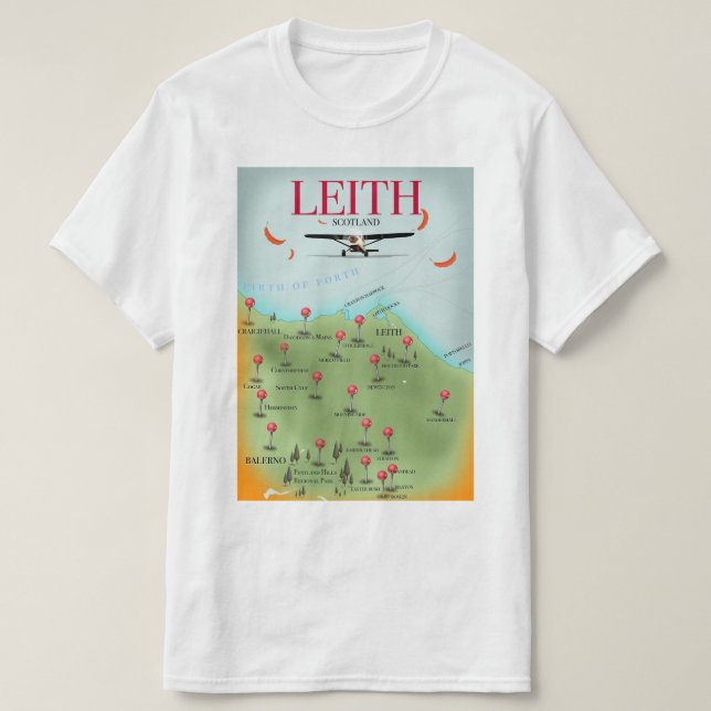 Camiseta Mapa antiguo de Leith Escocia (Diseño del anverso)
