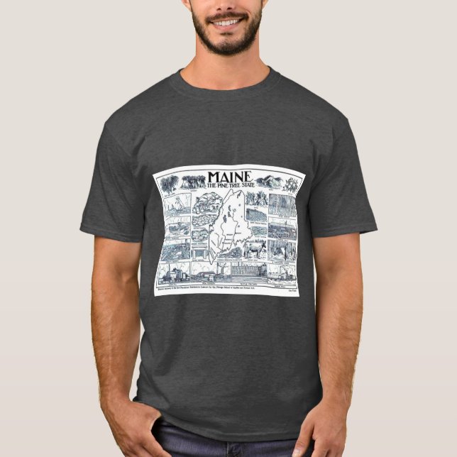Camiseta Mapa Antiguo de Maine 1912 (Anverso)