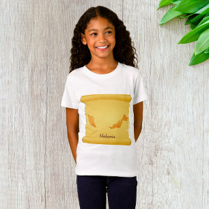 Camiseta Mapa antiguo de Malasia en pergamino, viajes al vi