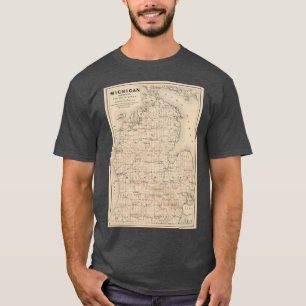 Camiseta Mapa Antiguo de Michigan 1873