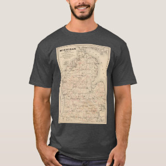 Camiseta Mapa Antiguo de Michigan 1873