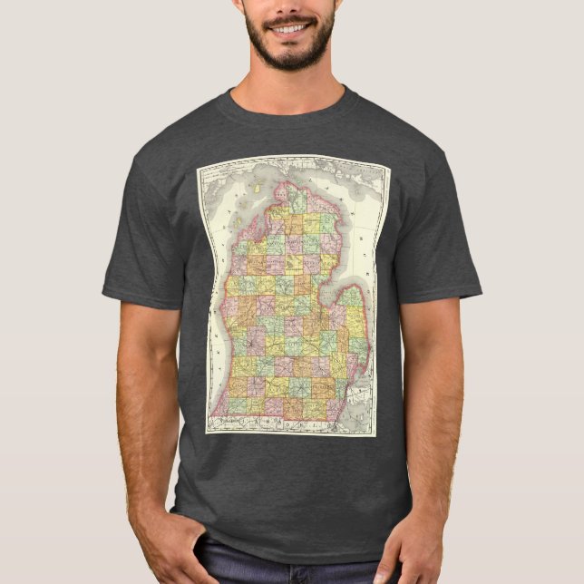 Camiseta Mapa Antiguo de Michigan 1897 (Anverso)