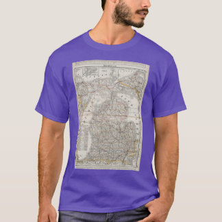 Camiseta Mapa Antiguo de Michigan 1901 3 Sobredimensionado