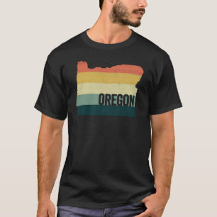 Camiseta Mapa antiguo de Oregon con puesta de sol retro