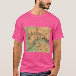 Camiseta Mapa Antiguo de Oro y Carbón en Alaska 1898 Sobred