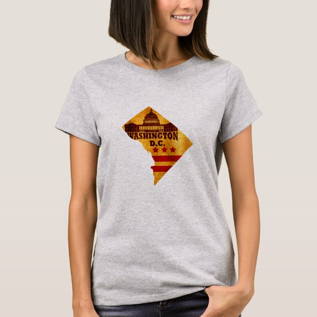 Camiseta Mapa Antiguo de Washington DC (Anverso)