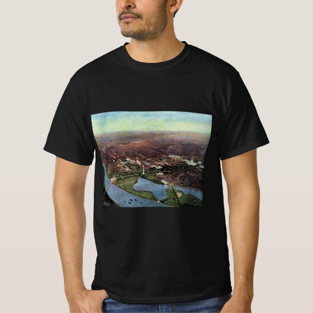 Camiseta Mapa antiguo de Washington DC y el río Potomac (Anverso)