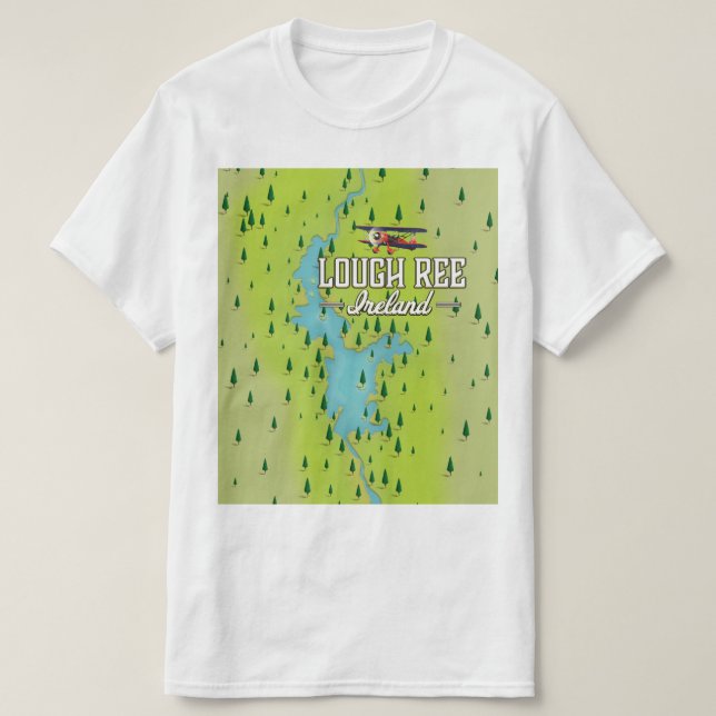 Camiseta Mapa antiguo del lago Ree Irlanda. (Diseño del anverso)