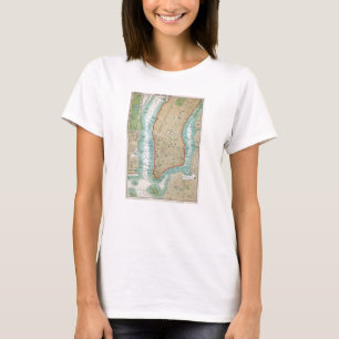 Camiseta Mapa antiguo del Lower Manhattan y del Central